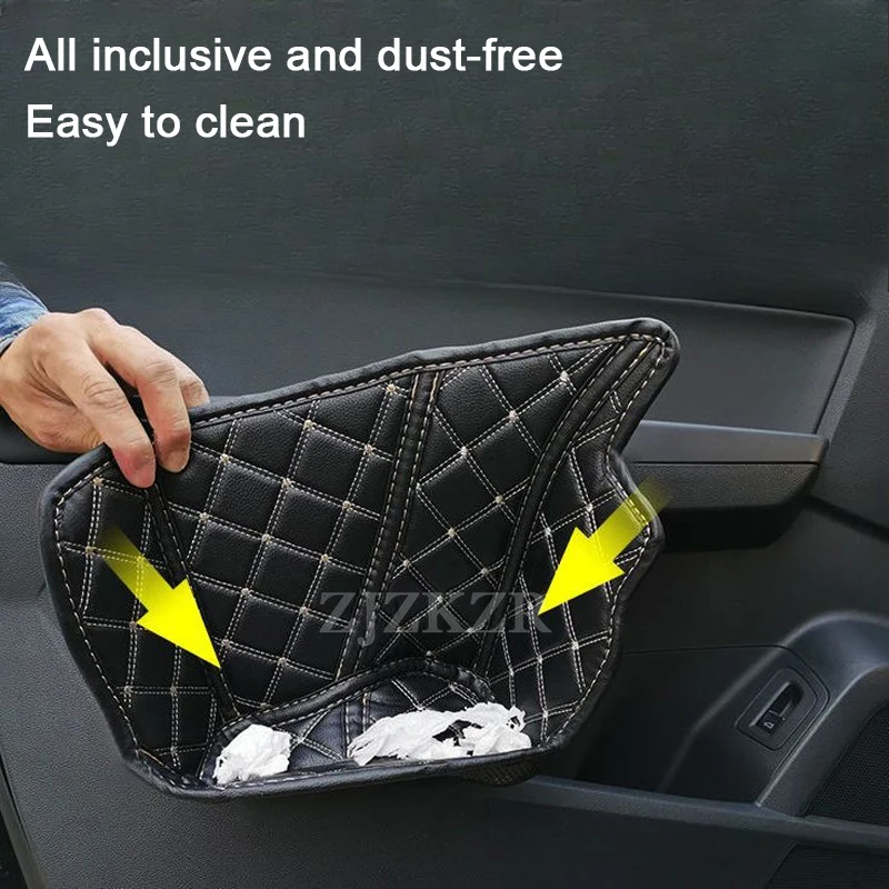 ل Volkswagen VW ID.4 Crozz X 2020-2025 صندوق تخزين باب السيارة حامي منصات غطاء فتحة جلدية المنظم جيوب الملحقات #6