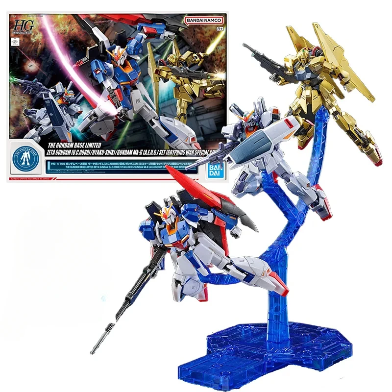 Bandai HG 1/144 Gundam Base Limited Zeta Gundam/Hyaku-Shiki/Gundam Mk-II Set Gryphios War Special Color Original Action Figure