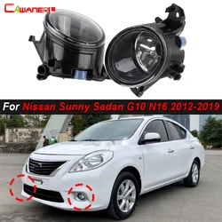 2 Pcs Car Front Bumper Fog Light Lampshade + H11 LED Halogen Bulb Accessories For Nissan Sunny Sedan G10 N16 2012-2019