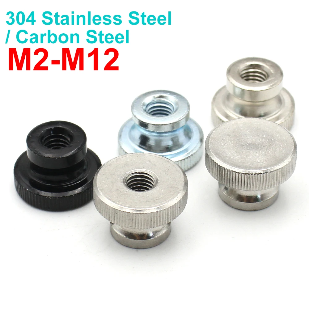 1-2pcs M2-M12 GB806 304 Stainless Steel Thumb Nut High Head Knurled Hand Nut Through Hole Blind Hole Advertising Decorative Nail