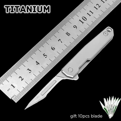 TC4 Titanium Alloy Quick Open Scalpel Knife NO11 Replaceable Blades Outdoor Camping Riding Survival Portable EDC Tool 10 Blade