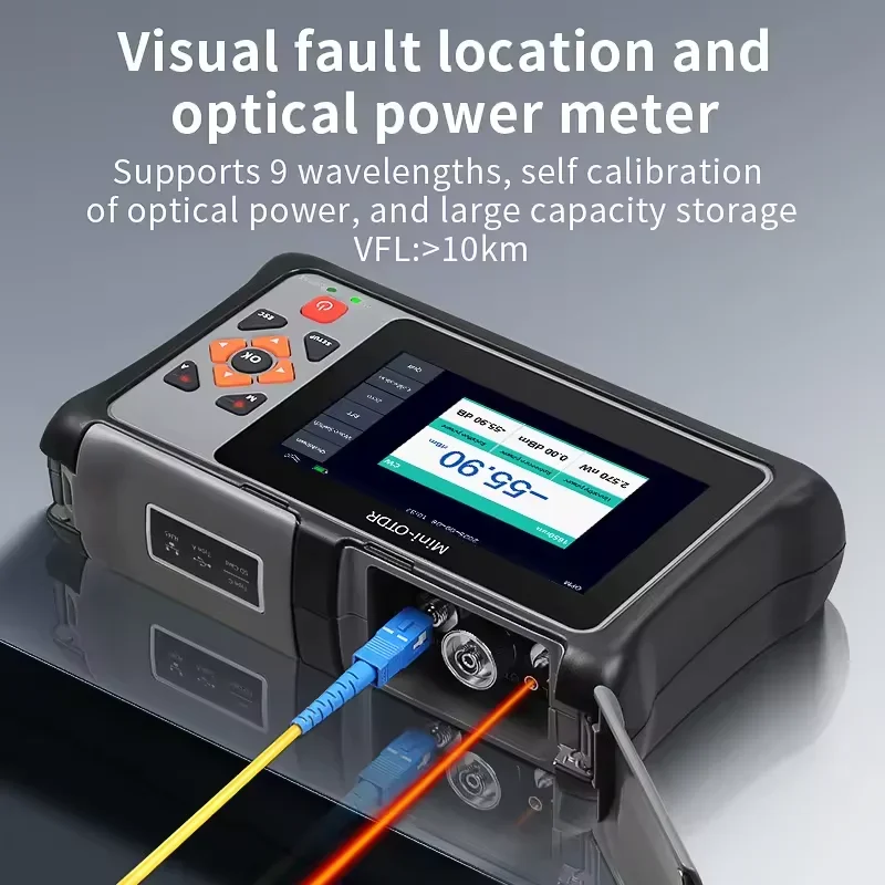 Mini OTDR 1610nm 1550nm Active Fiber Test 100km Optic Fiber Reflect,RJ45 Tracker/Event Map/PDF Report 22dB Ethernet Cable Tester