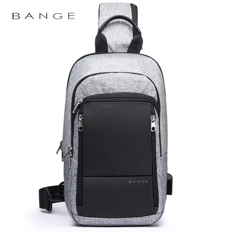 BANGE Multi-function Crossbody Bag Men USB Charging Port Messengers Pack Waterproof Shoulder Bags Business Chest Bag