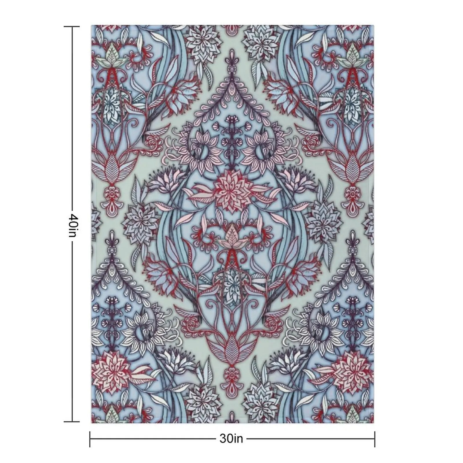 Botanical Moroccan Doodle Pattern in Navy Blue, Red & Grey Throw Blanket For Baby Plaid Baby for sofa Bed covers Single Blankets