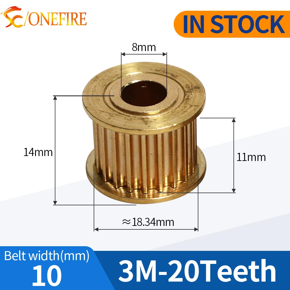 3M 20T Timing Pulley Bore 8mm 20 Teeth HTD3M Synchronous Wheel Belt Width 10mm 3D Printer Part 20Teeth copper Timing Pulley