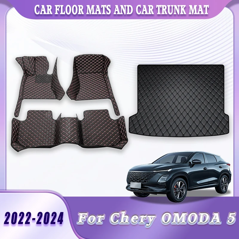 

All Season Car Floor Mats Trunk Liner For Chery OMODA 5 2024 2023 2022 Anti Skid Waterproof Auto Interior Accessories Set Covers