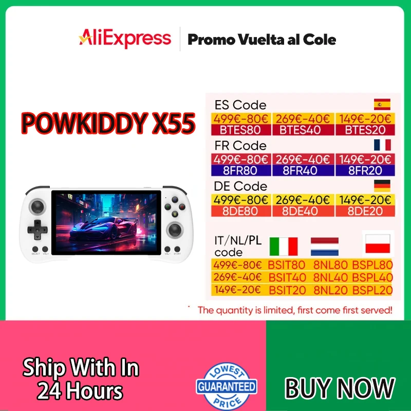 POWKIDDY X55 Portable Handheld Game Console 5.5 Inch 1280*720 IPS Screen 256GB Linux System Open-Source Retro Video Player Gifts