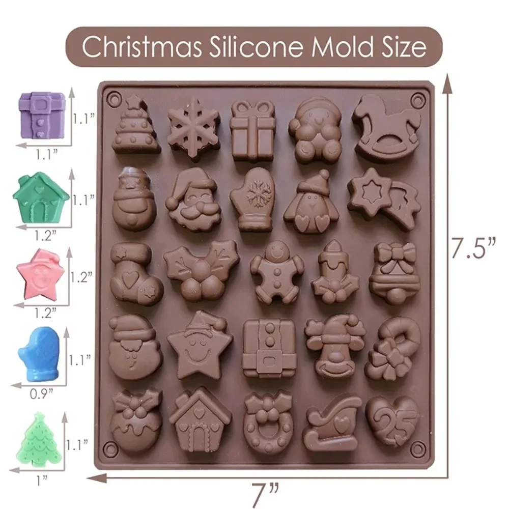 Christmas Chocolate Mold Silicone Xmas Tree Santa Snowflake Shape Candy Jelly Making Mould Ice Cube Tray Kitchen Baking Tools