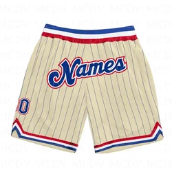 Custom  Royal Pinstripe Royal-Red Authentic Basketball Shorts  3D All Over Printed Men's Shorts Quick Drying Beach Shorts