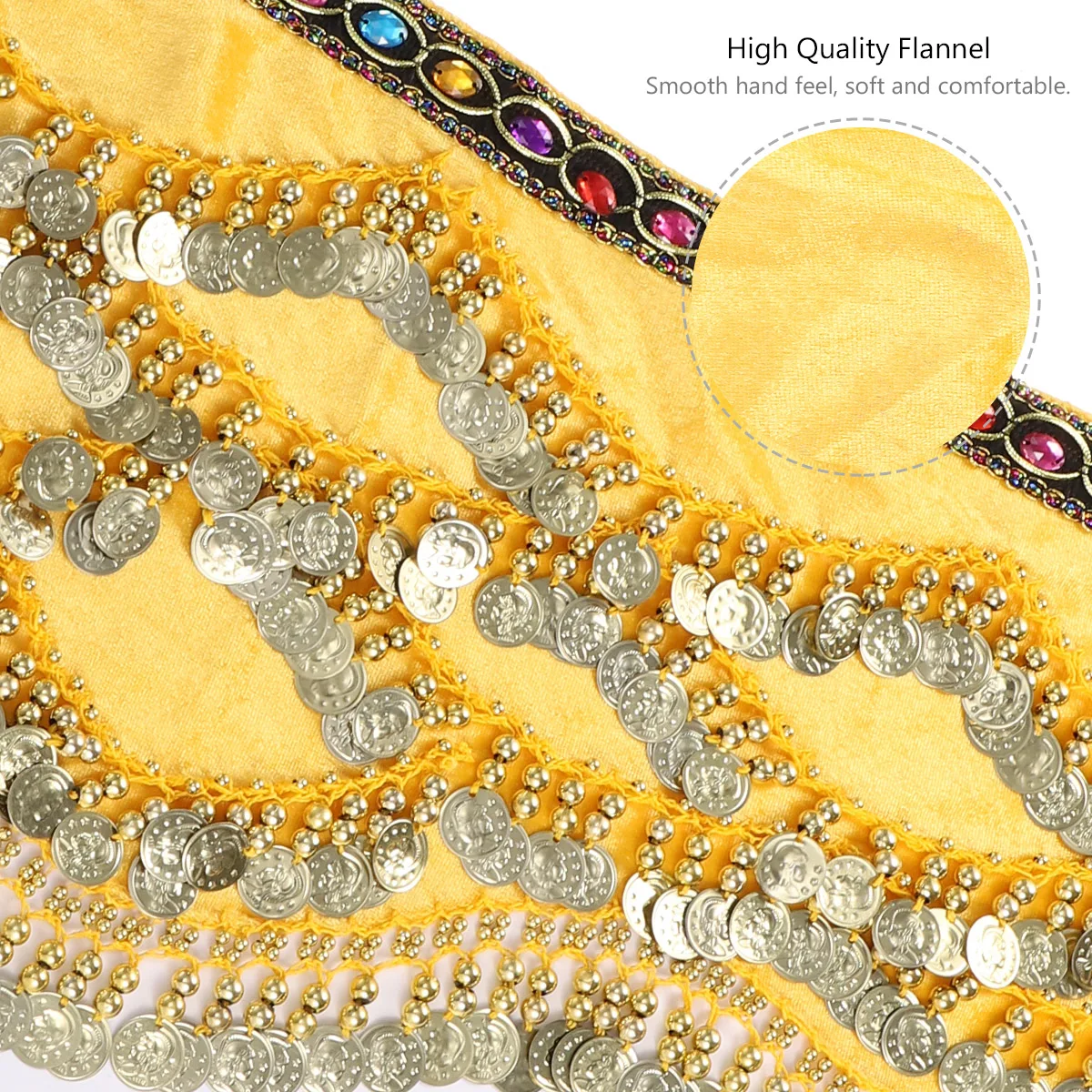 1 قطعة المرأة الرقص الشرقي وشاح الورك التفاف لامعة ديامانتي عملة ديكور خفيفة الوزن الأوشحة الأنيقة ملابس رقص اكسسوارات الأصفر