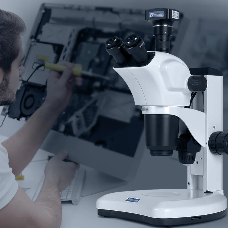 Triple vision microscope with continuous magnification 7-157.5X high-definition 3D stereo imaging precision measurement