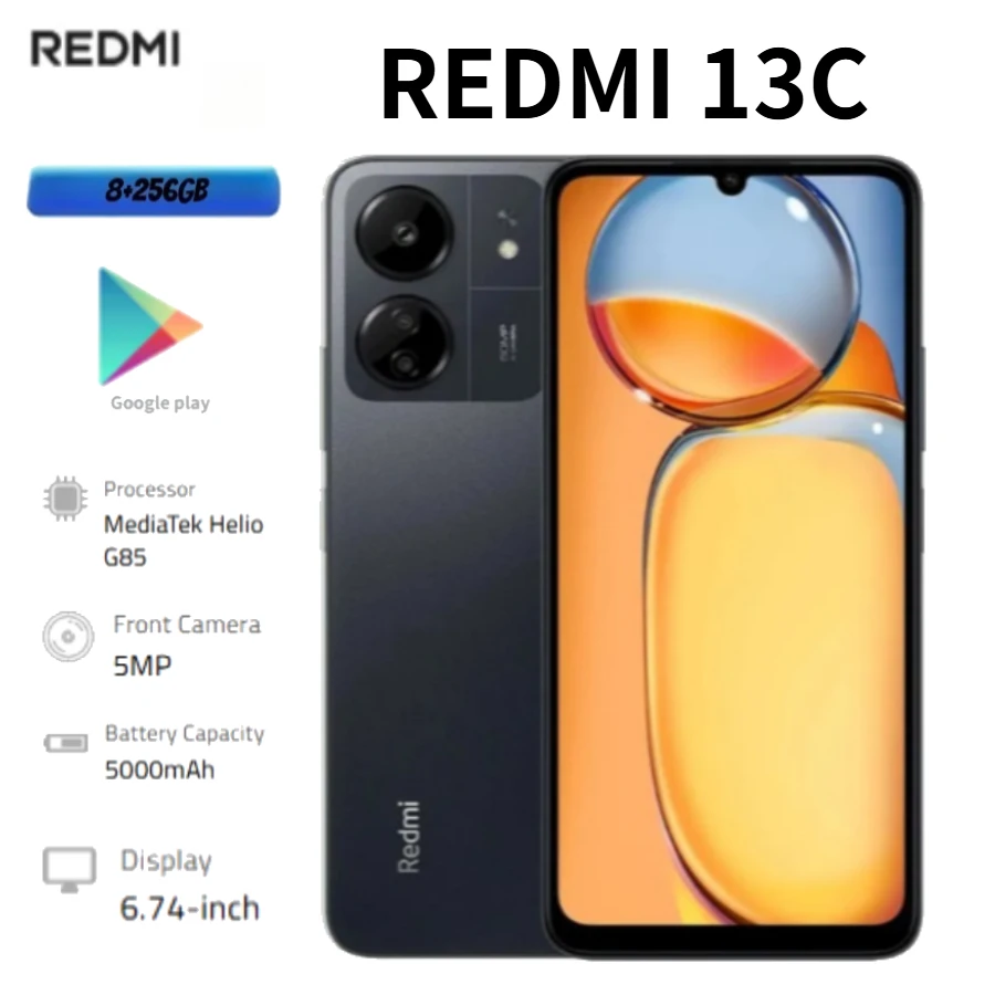 2026 Brand New Redmi 13C Unlocked Cellphone 8GB RAM 256GB ROM Mass Storage Capacity Powerful Chip Performance Convenient Smart