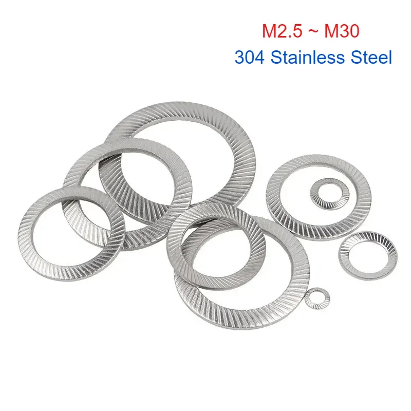 304 Stainless Steel Clock Washer Round Double-Sided Anti-Loosening And Non-Slip Washer M2.5 M3 M4 M5 M6 M8 M10-M30