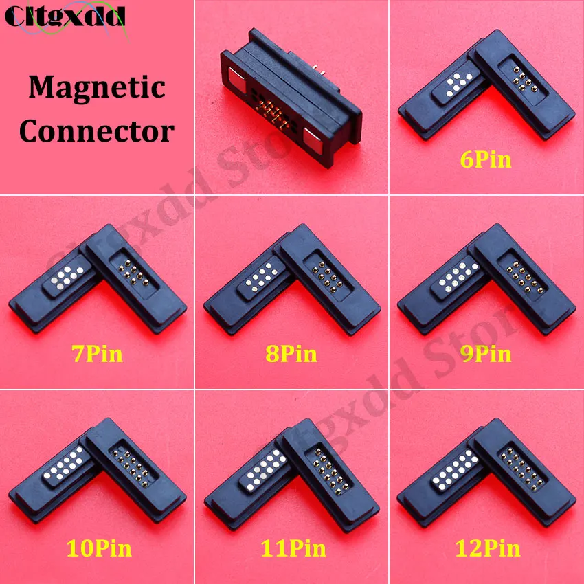 1Pair 6Pin 7Pin 8P 9Pin 10Pin 11Pin 12Pin Waterproof Magnetic Pogo Pin Connector 2A Male Female Spring Loaded DC Power Socket