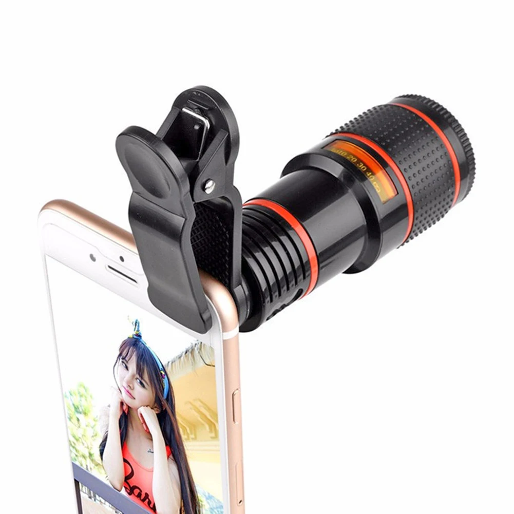 20X Long Focus Mobile Phone Lens 8x 12x HD Zoom Monocular Phone Camera Len External Clip Phone Telescope Lens for iPhone Android