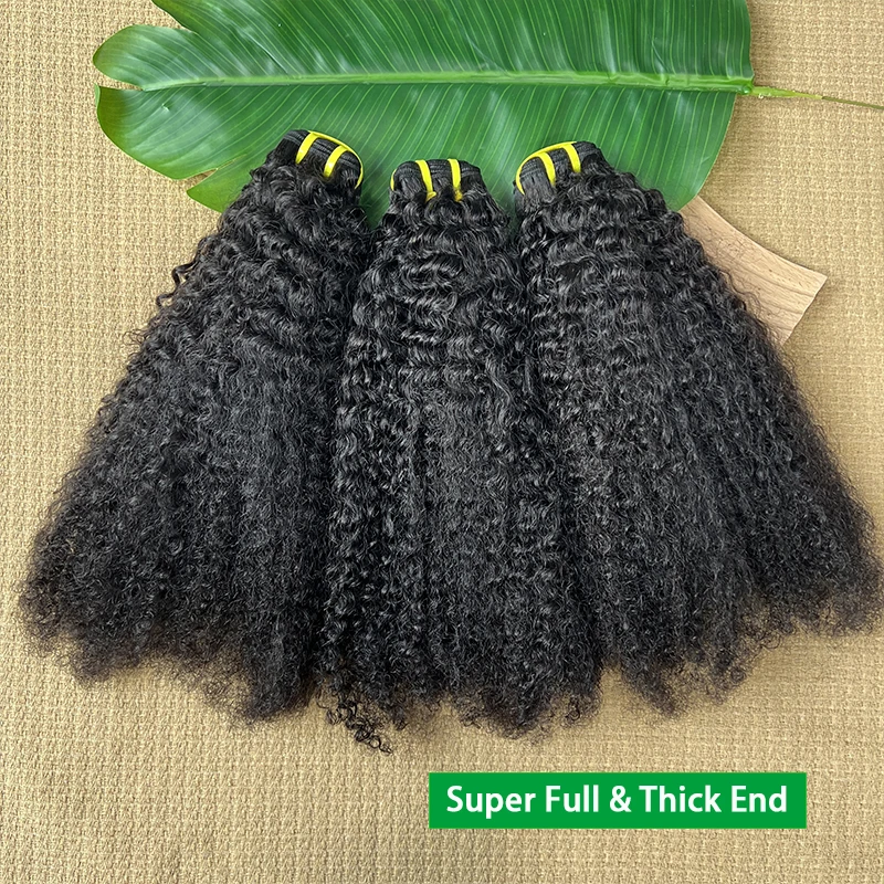 4C 아프로 곱슬곱슬한 버진 브라질리언 생인모 헤어 익스텐션 웨이브 번들 100% 미가공 생모 곱슬곱슬한 자연색 풀 엔드
