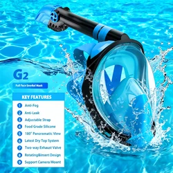 Best-selling Adult Full Face Snorkelling Mask 180 Degree Panoramic Leakproof Anti-fog Professional Sports Swimming Equipment