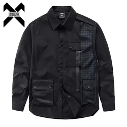 Functional Shirt 2023 Spring Long Sleeve Tactical Shirts Coat Men Hip Hop Harajuku Black Tops Male Clothing Techwear