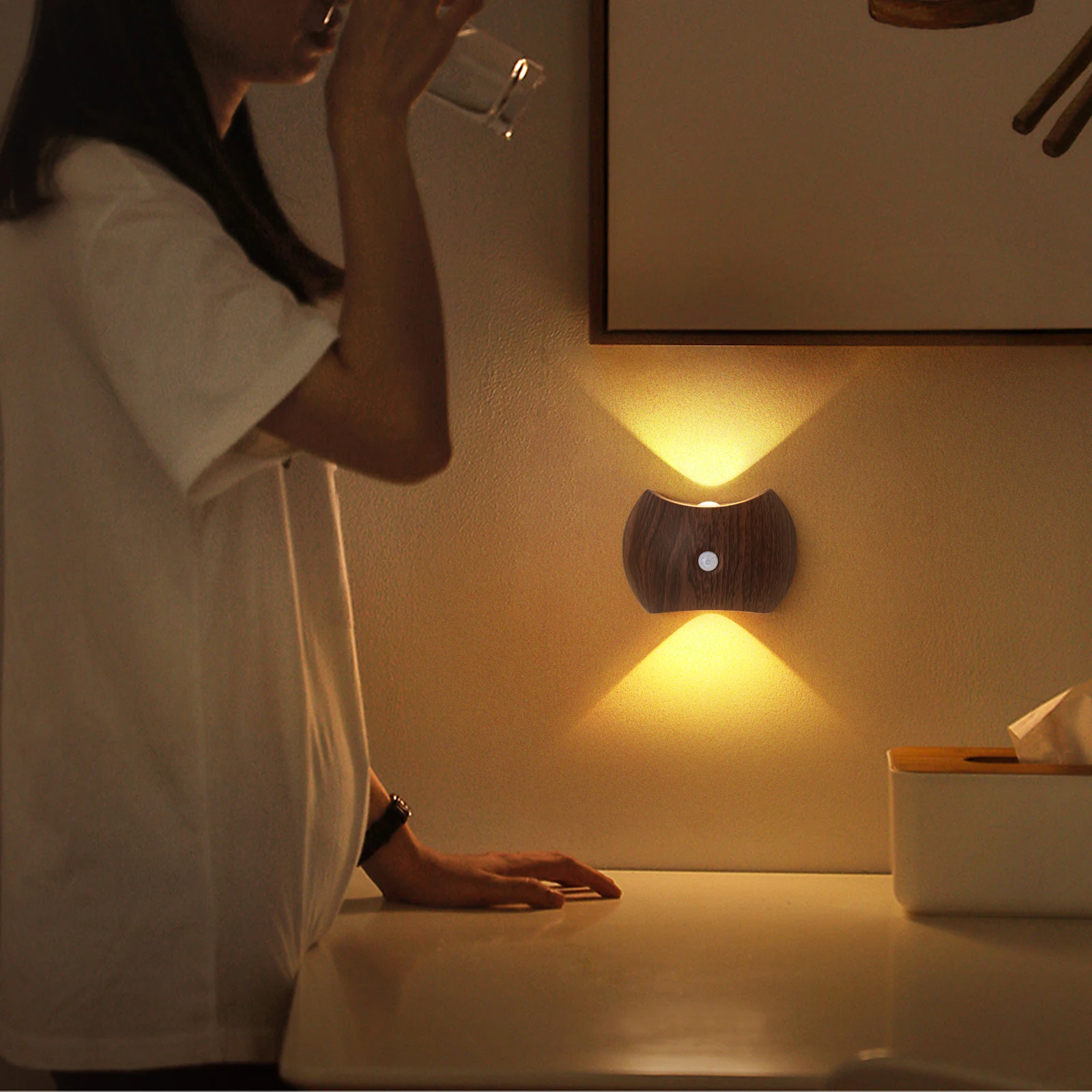 Lâmpada de parede inteligente sensor ativado luz do corredor usb tipo-c luz noturna ajustável jardim pátio lâmpada de parede atmosfera luz