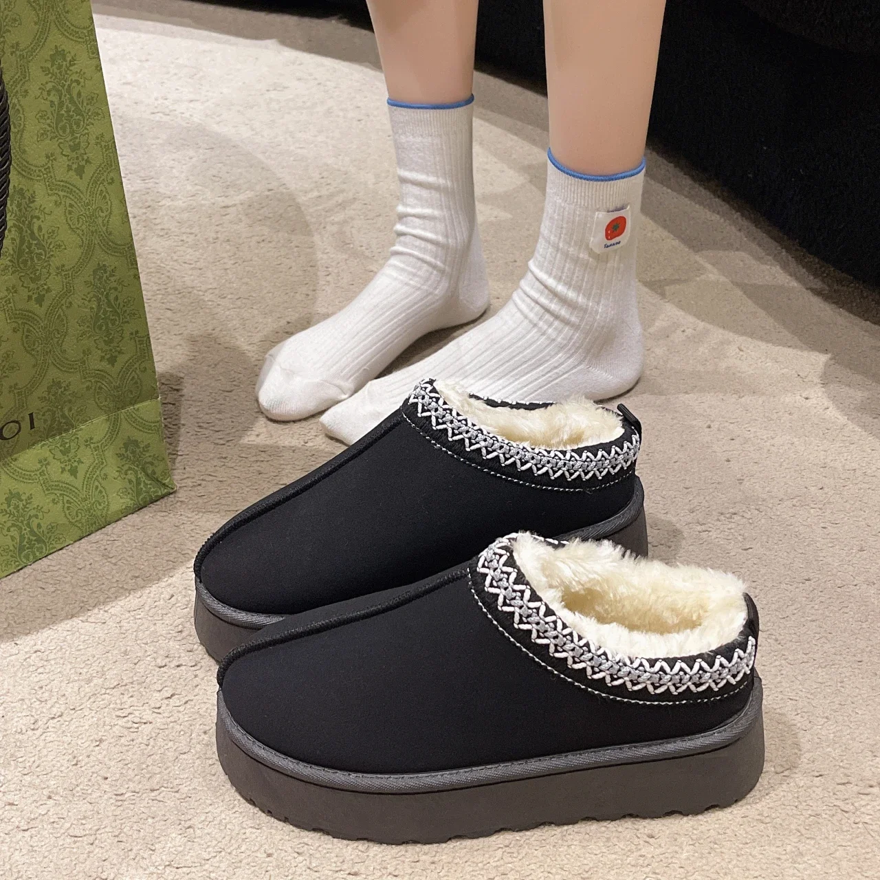 2024 Women's Tasman Slippers Platform Mini Boots Short Ankle Boot Fur Fleece Lined Sneakers House Slippers Faux Suede Leather