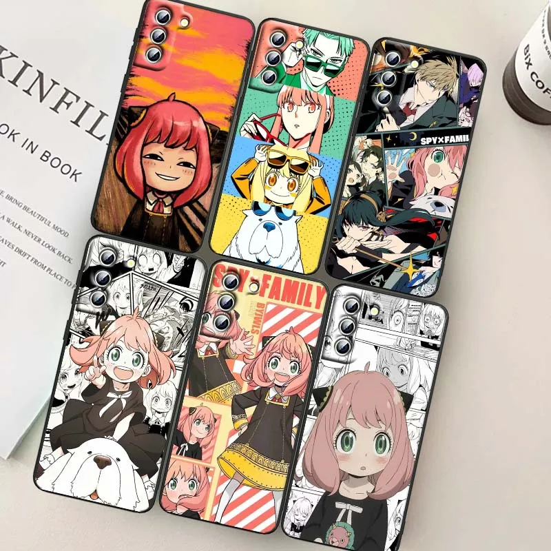 

Anya Forger SPY FAMILY For Samsung Galaxy S25 S24 S23 S22 S21 S20 S10 Ultra Plus FE 5G Black Soft TPU Cover Phone Case