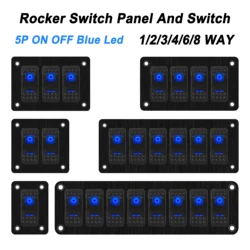 1/2/3/4/6/8 Gang Led Rocker Switch Black Aluminum Panel&Cable Toggle Circuit Breaker Protector Accessories For Car Auto Truck