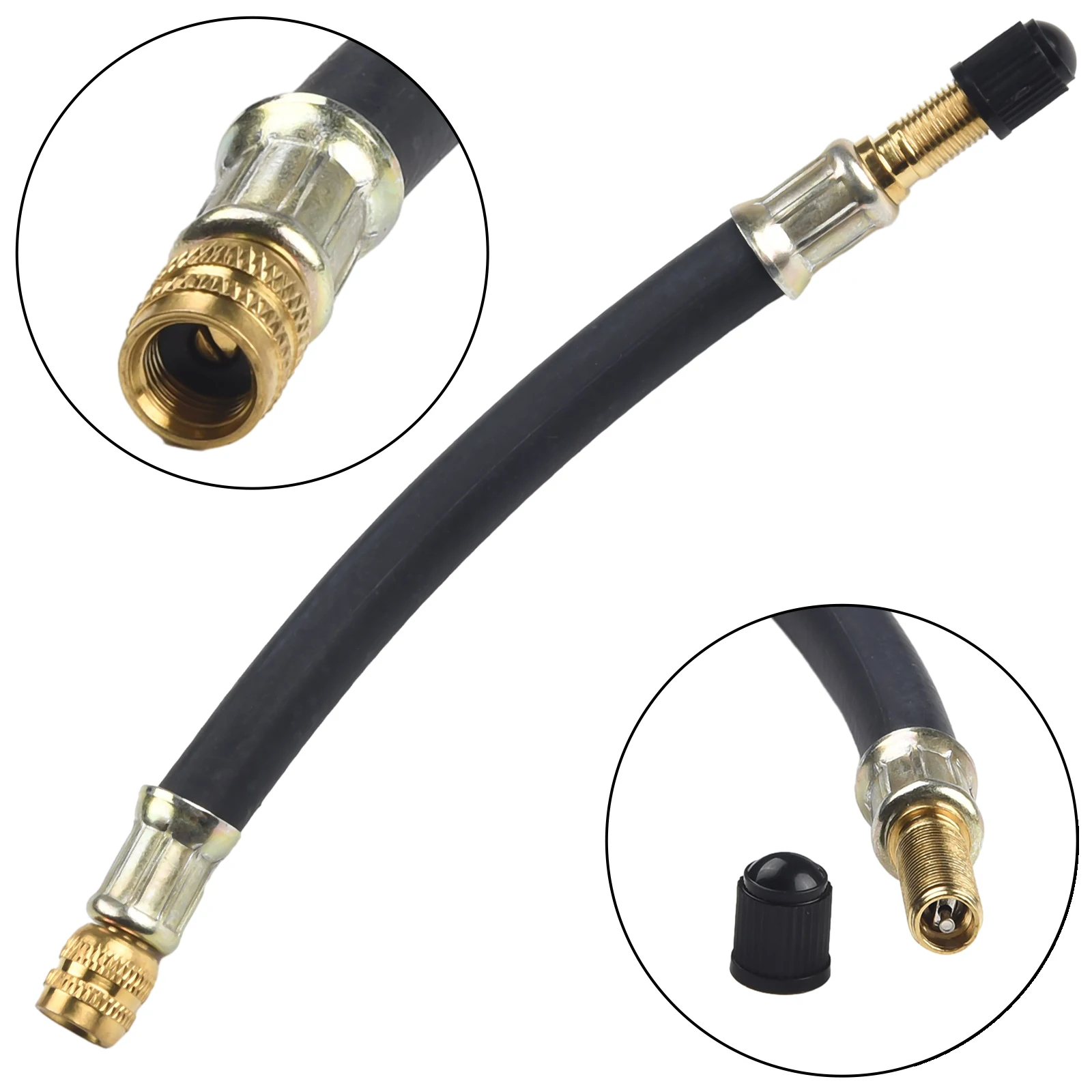 Tyre Valve Extension Adapters 150mm Black+Gold Brand New Dual Exquisite High Quality Inner And Outer Practicall