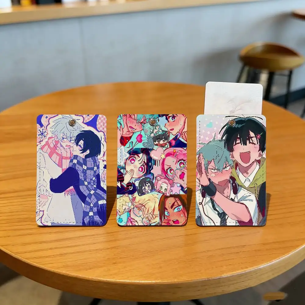 Band A-Alien Cartoon Stage l School rectangular keychain Bus house access card protective cover PU leather ID Best sellers