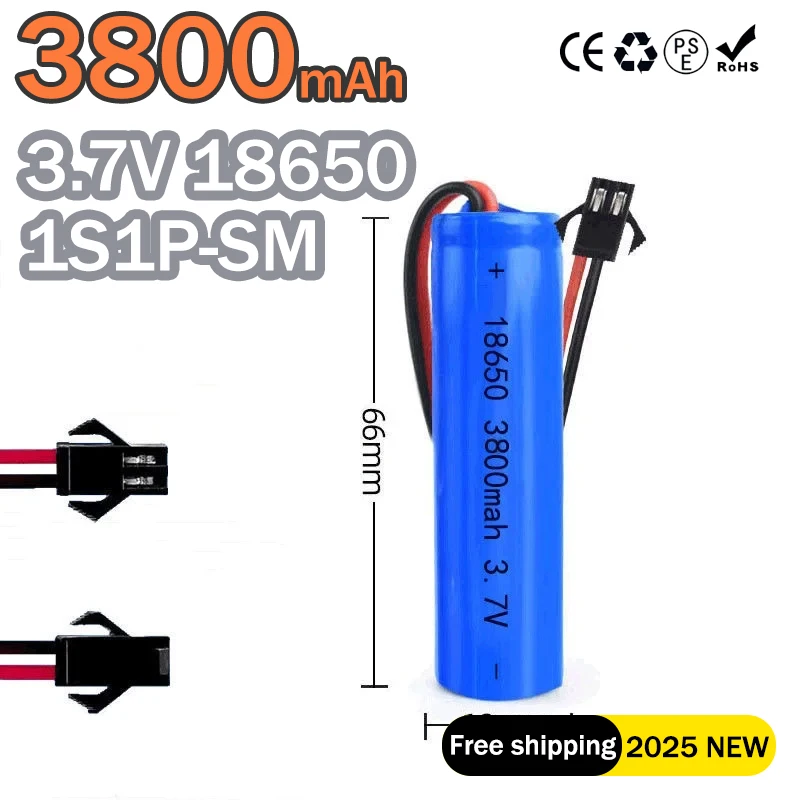 For Jjrc C2 D828 Rc Car Parts 18650 5C 3.7V 3800mah Rechargeable Battery for RC Stunt Dump Car Battery Toys Accessories SM Plug