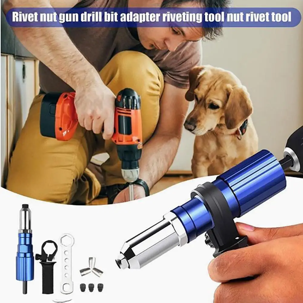 Electric Rivet Gun 2.4mm-4.8mm Rivet Nut Gun Bit Adapter Cordless Riveting Tool Accessories For Woodworking