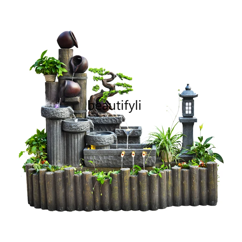 

yj Outdoor Pastoral Zen Flowing Water Stonewashed Decoration Courtyard Balcony Fish Pond Fountain Landscape Home Decoration