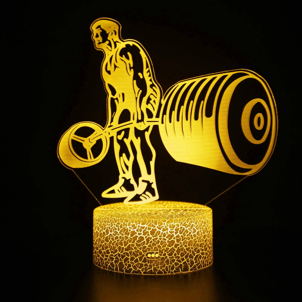 Nighdn-Halterofilismo Homem LED Night Light, Decoração para casa, Lâmpada 3D Ilusão Criativa, Acrílico Colorido Gradiente Atmosfera Lâmpada