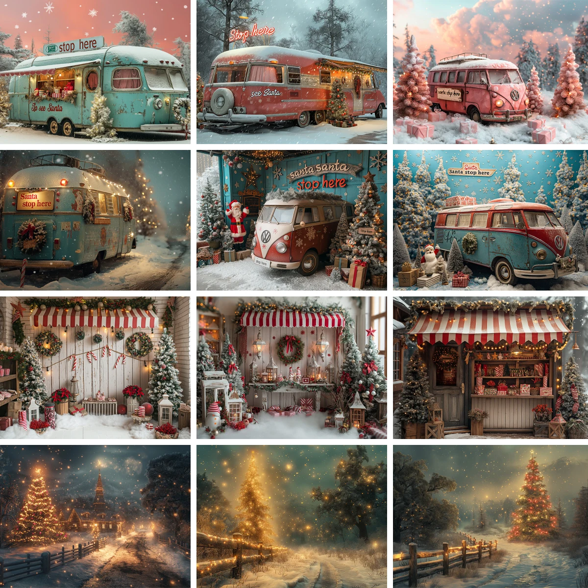 Christmas Night Scenery Backgrounds Kids Adult Photography Props Child Baby Kitchen Dining Car Decors Studio Photo Backdrops