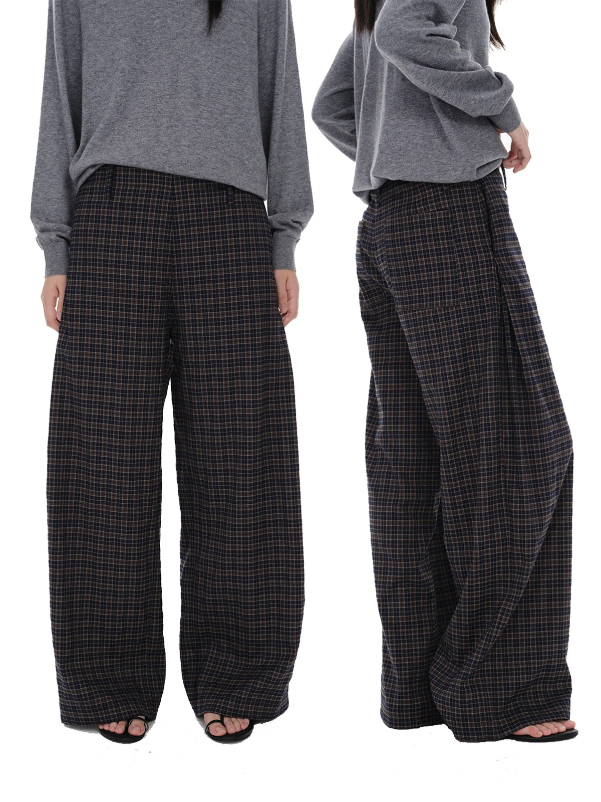 

Женские повседневные брюки Orrom Lazy Plaid с низкой талией, прямые, из хлопка с эффектом потертости, модные, простые, свободного кроя