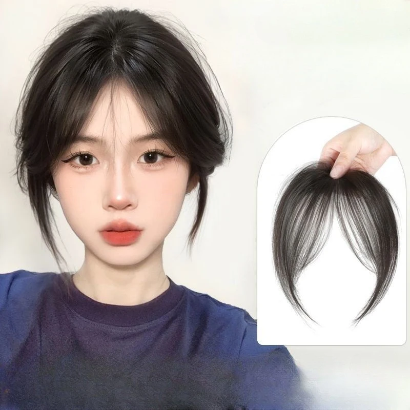 

Middle Part Fake Bangs Fringe Synthetic Topper Hairpiece Clip-In Bang Extension Natural Invisible Clourse Hairpiece Women