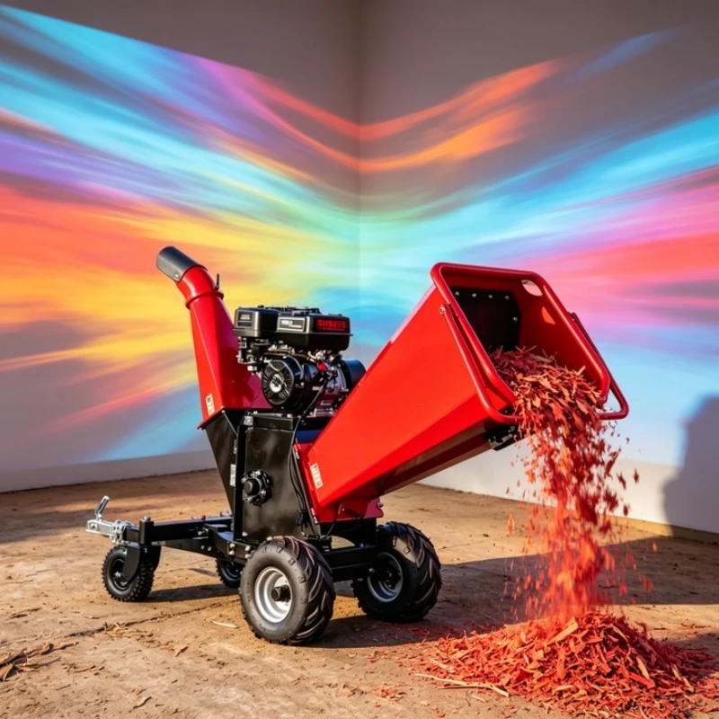 Hydraulic Auto Feed Wood Chipper 15HP Engine 5 Inch Capacity Branch Mulcher With Safety Emergency Bar