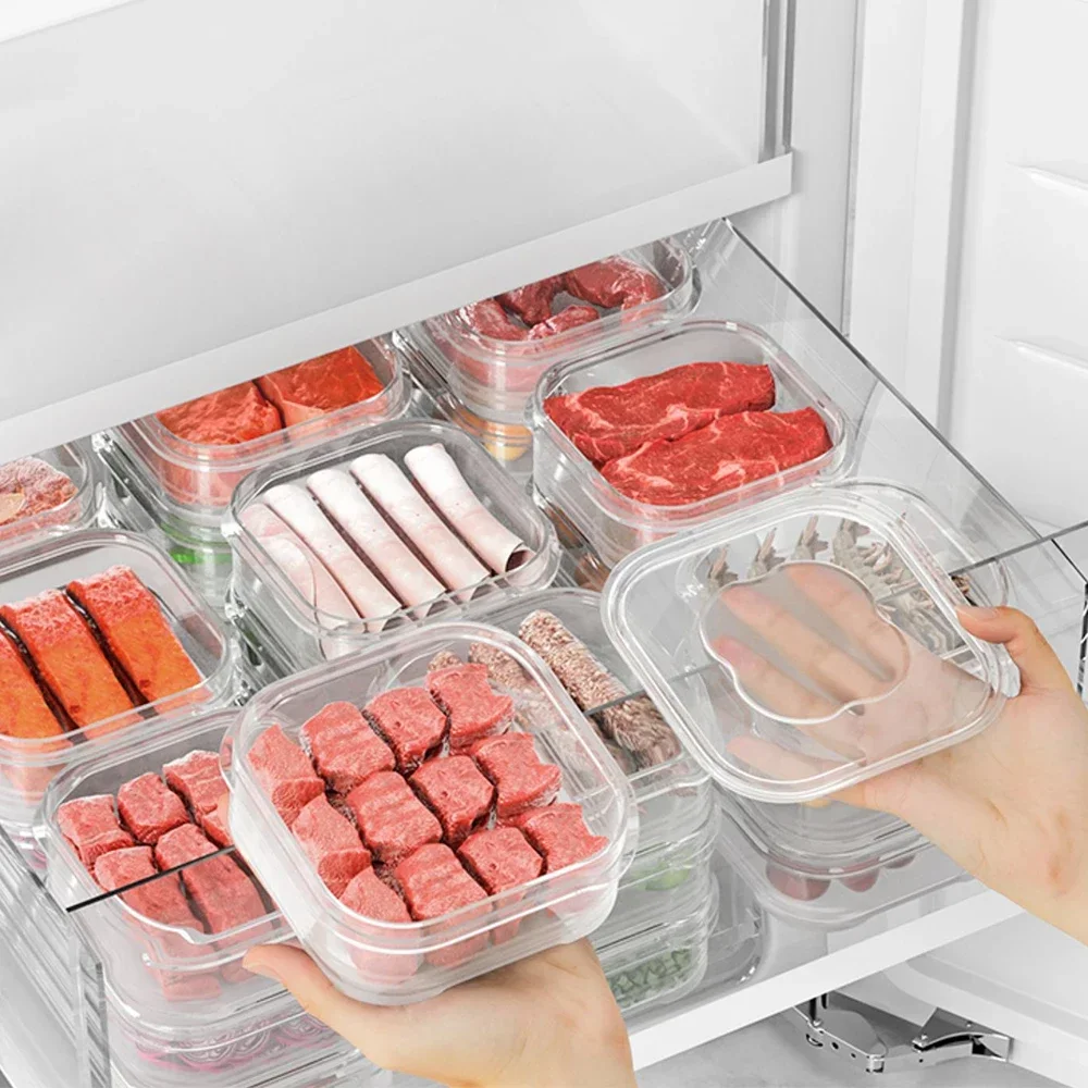 Caja de conservación de carne congelada, refrigerador, comida, conserva la frescura, tarro de almacenamiento transparente, organizador de