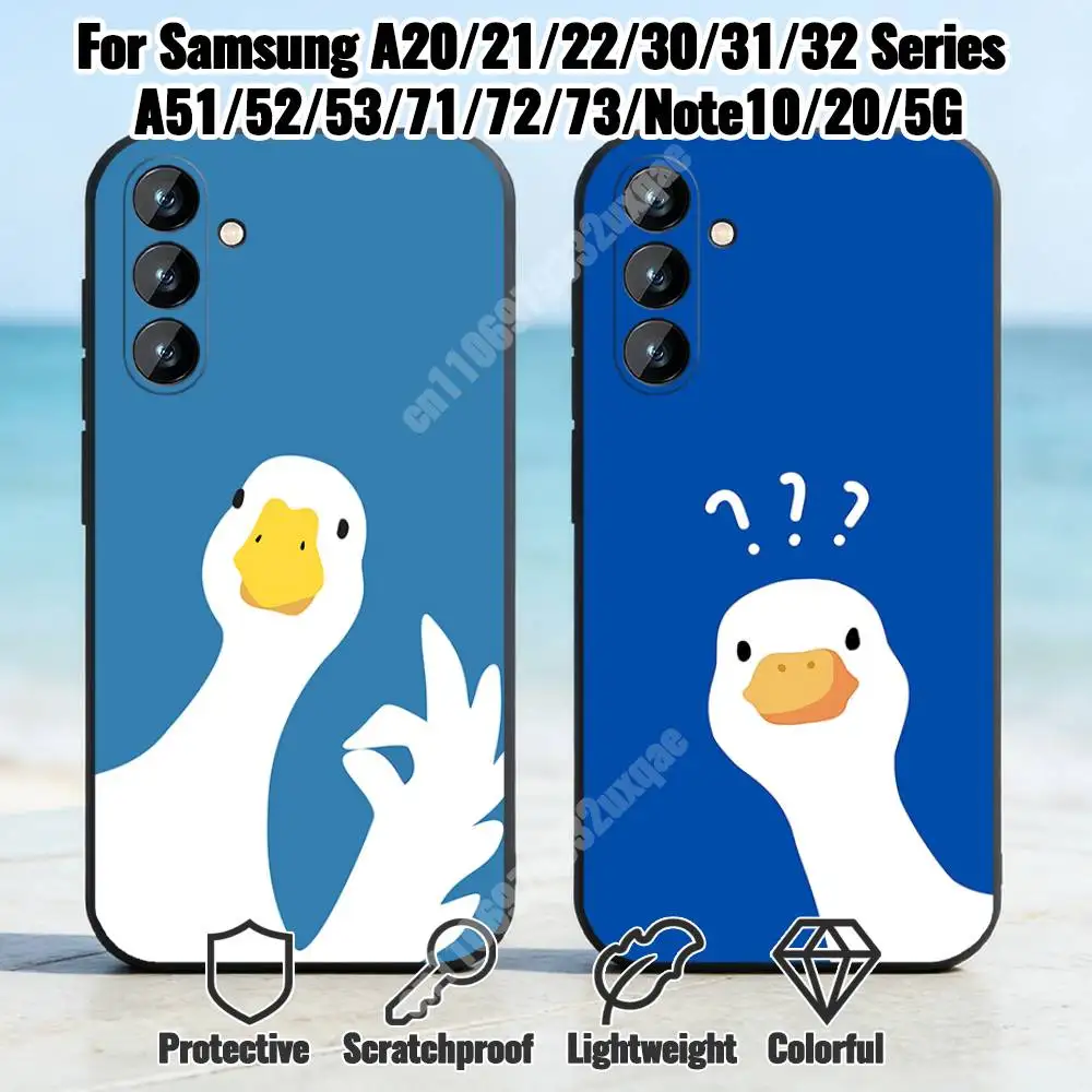 Funny Question Goose Duck Phone Case for Samsung Galaxy A73 72 71 70 A32 31 30 S 5G 4G A13 A12 TPU Cover