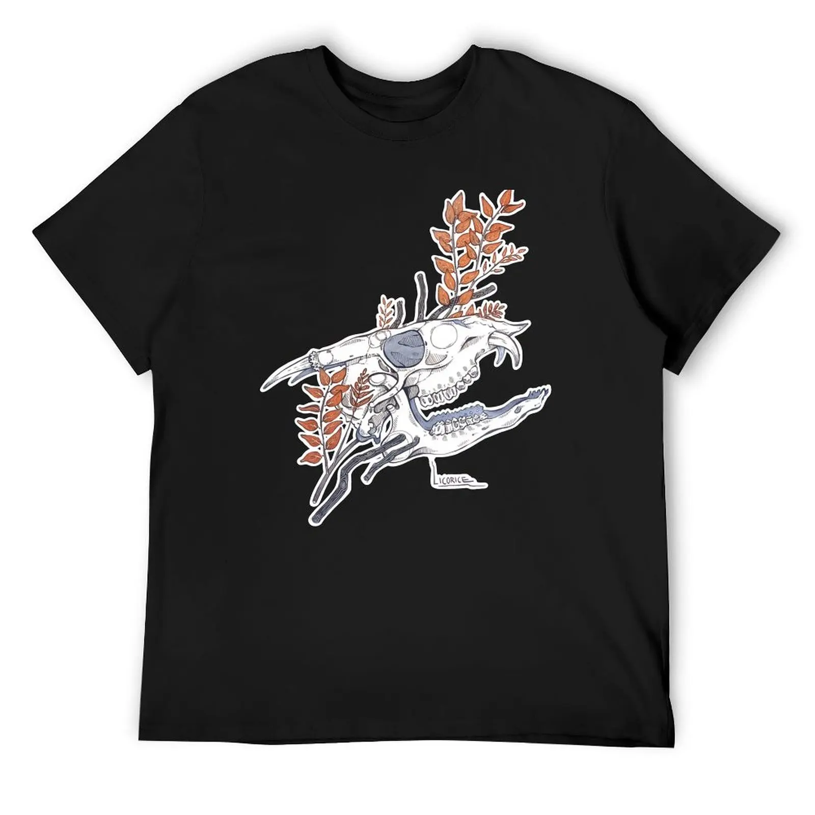 MorbidiTea - Licorice with Fanged Deer Skull T-Shirt street wear plus size tops baggy shirts summer top t shirts for men pack