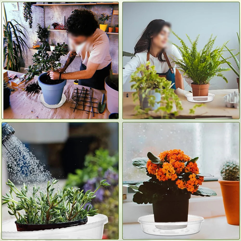 30 Pieces Transparent Plastic Plant Saucers Drip Trays for Flower Pots 15 20 25cm Sizes Suitable for Indoor and Outdoor