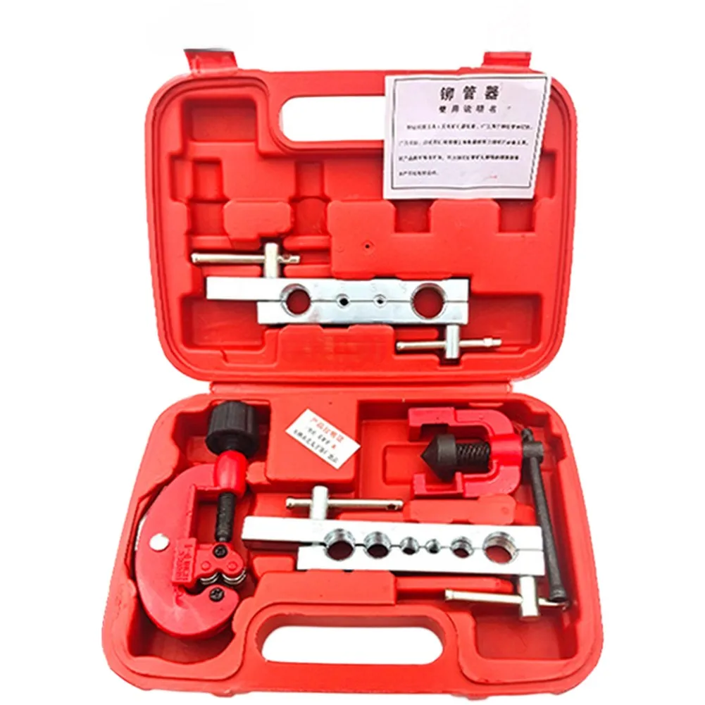 

Набор для развальцовки и опрессовки труб (4 предмета) для медных и алюминиевых труб систем ОВКВ, диапазон 3-19 мм, чугун, усиленная конструкция