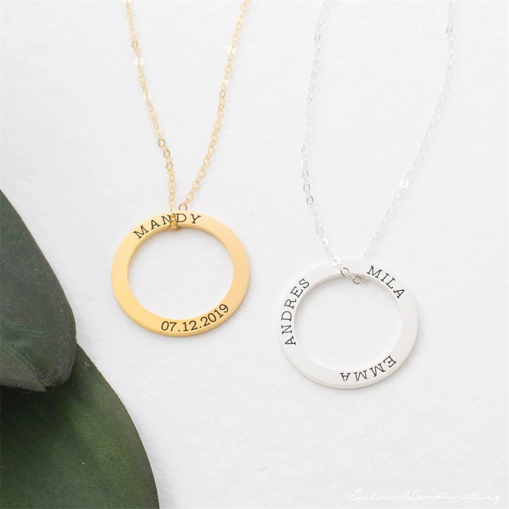 Eternity Custom Ring Necklace Engraved Children Names Necklaces for Mom Choker Personalised Jewelry Mother’s Day Gift