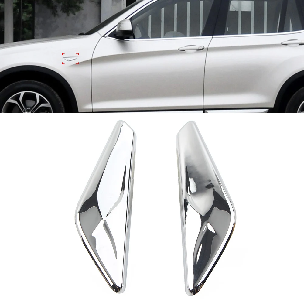 1 Pair Chrome Car Front Side Fender Finisher For BMW X3 F25 2009-2017 For X4 F26 2013-2018 51117338569 51117338570