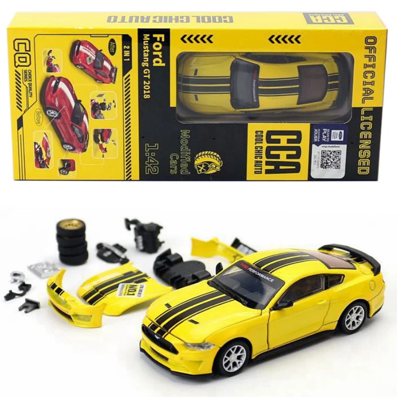 CCA 1/43 Scale Mustang GT 2018 Modified Assembly Sports Racing V8 Cars Model Vehicle with Box Changable Parts Gift for Teenagers
