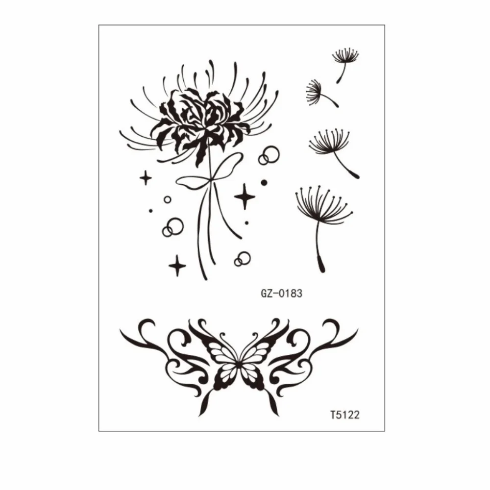 

Waterproof Black Tattoo Stickers Long-lasting Elegant Flower Tattoo Stickers Ethnic Style Body Art Tattoo Women Men