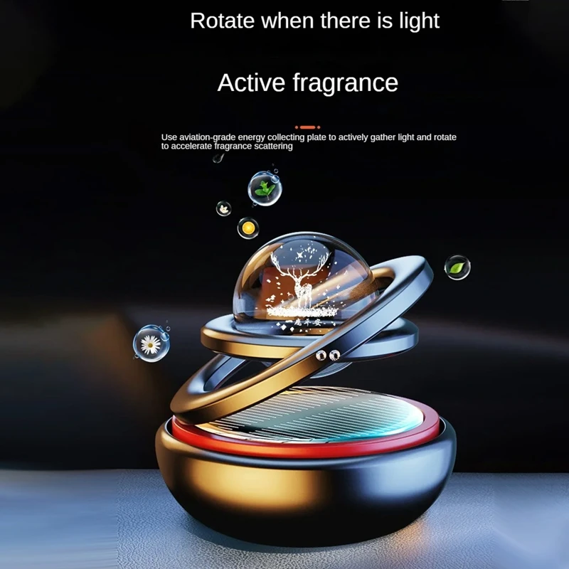 Aluminum Alloy Solar Rotating Perfume Vehicl Interstellar Suspension Car Perfume Home Ornament Relaxing Desk Toys -A