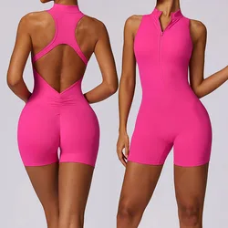 Cloud Hide Front Zipper One Piece Jumpsuit Running Sports Bodysuit for Women Workout Women Overalls Sportswear Fitness Yoga Suit