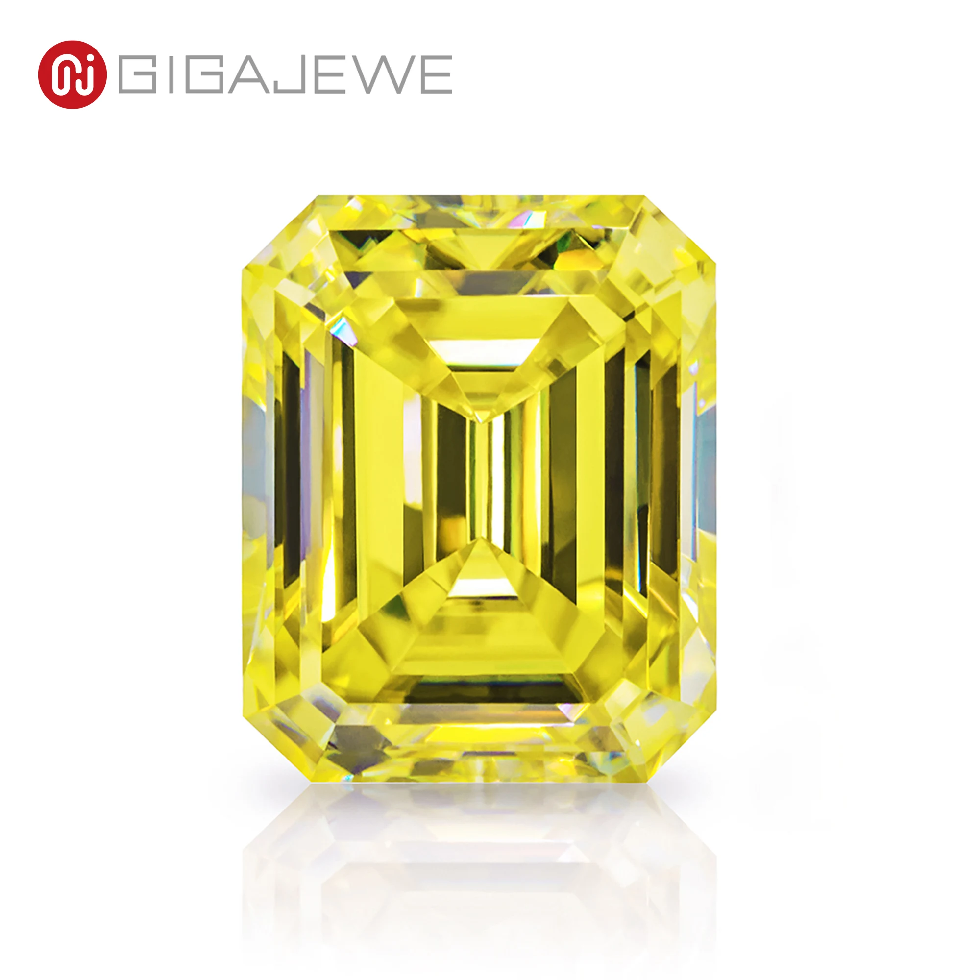 GIGAJEWE Customized Rare Emerald Cut Vivid Yellow VVS1 Moissanite Loose Diamond Test Passed Gemstone For Jewelry Making