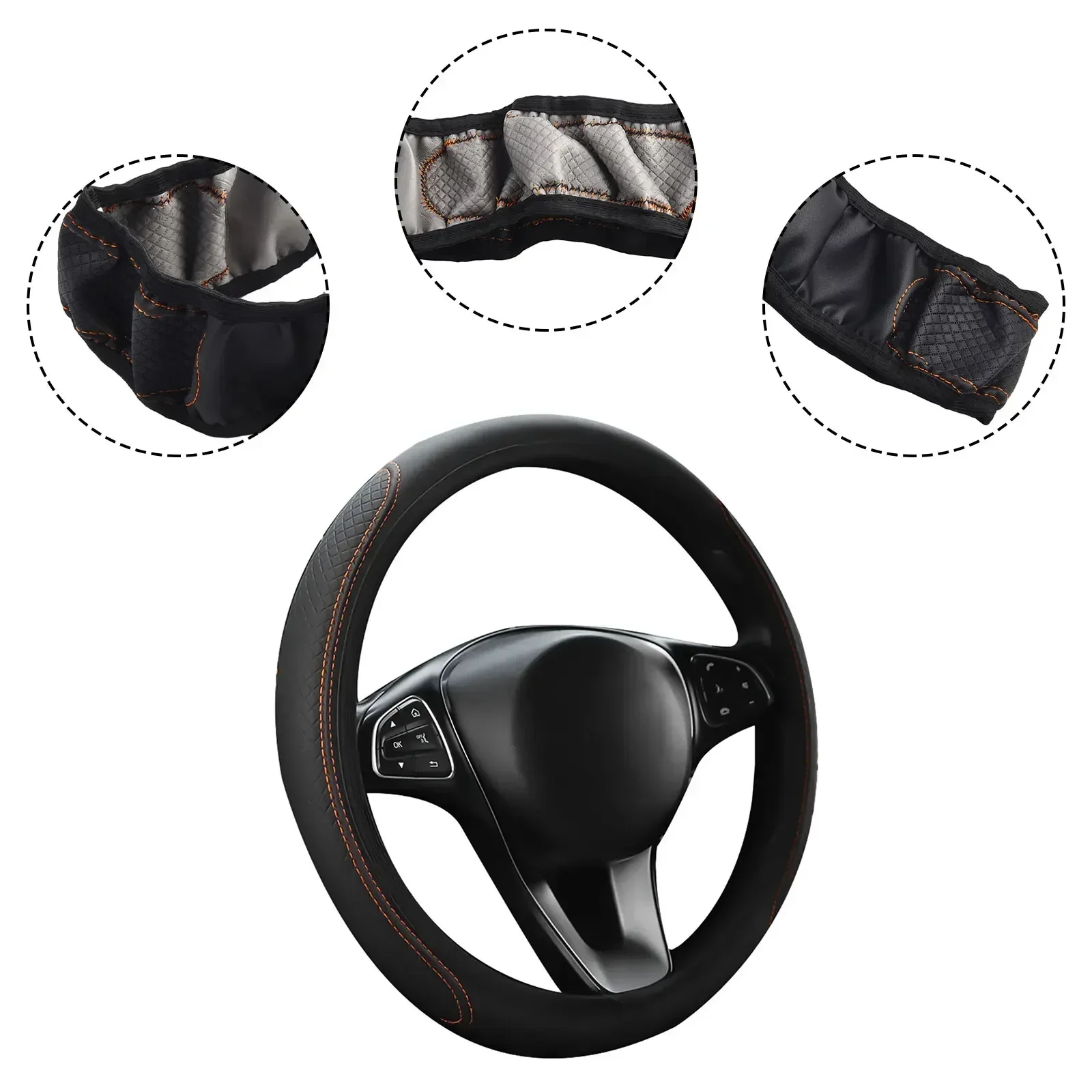 

Car Steering Wheel Cover Bright Carbon Fibers Leather Steering Wheel Cover Car Non Slips Universal 15 Accessories