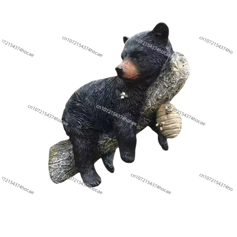 Black Bear Cub Napping Statue Hanging Out The Tree Resin Figurine Animal Decoration For Indoor Outdoor Courtyard Gardens Hedge